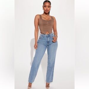 Fashion nova NEW light blue straight leg jeans